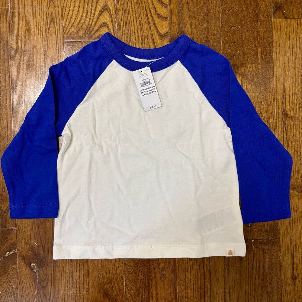 GAP Kids Blue and Cream Raglan Tee